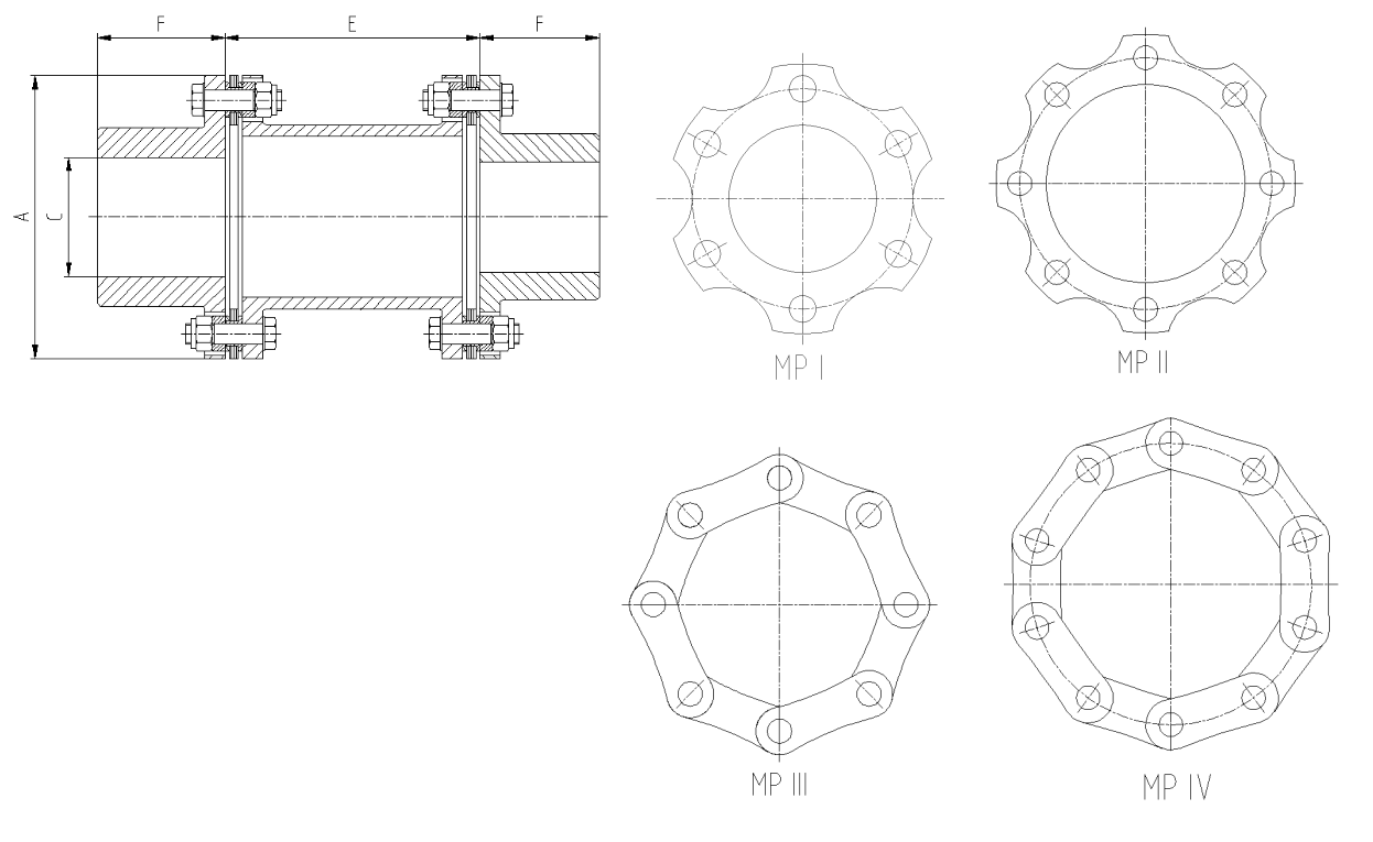 膜片聯(lián)軸器基本型尺寸圖